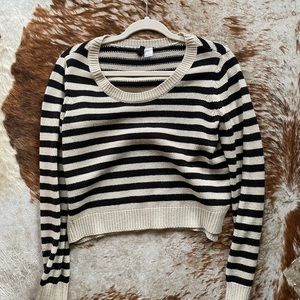 Tan/Black Stripe Scoop Neck Sweater